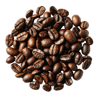 丸型にまとめられたコーヒー豆