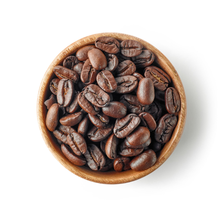 コーヒー豆が入った木の器